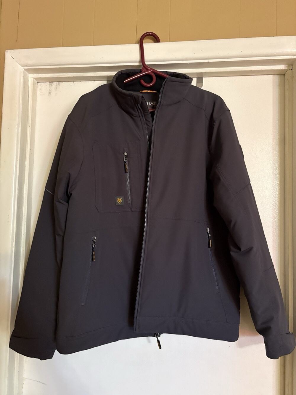 Ariat Rebar Men's Gray Full Zip Nylon Jacket M Stand-Up Collar Short